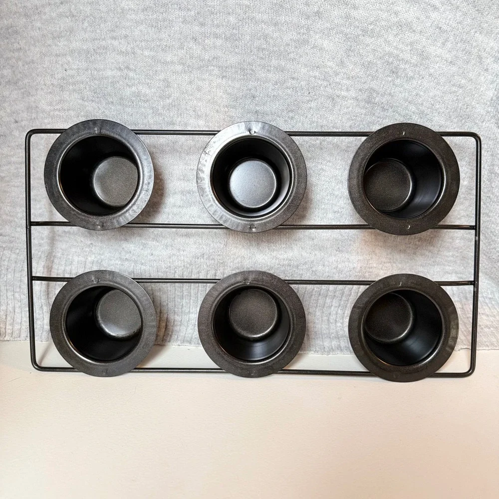 VTG Fox Run Craftsmen 6 Cup Linked Popover Pan Non-Stick Bakeware 4755 Black